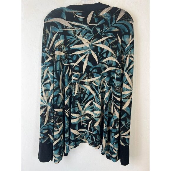 Coldwater Creek Sz 1X Acetate Spandex Open Cardigan Topper Pretty Gold Leaf on T - Picture 4 of 5